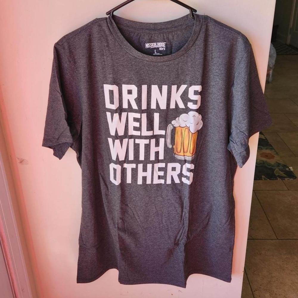 Beer Mug Graphic‎ Tshirt Gray dz L Drinking Party